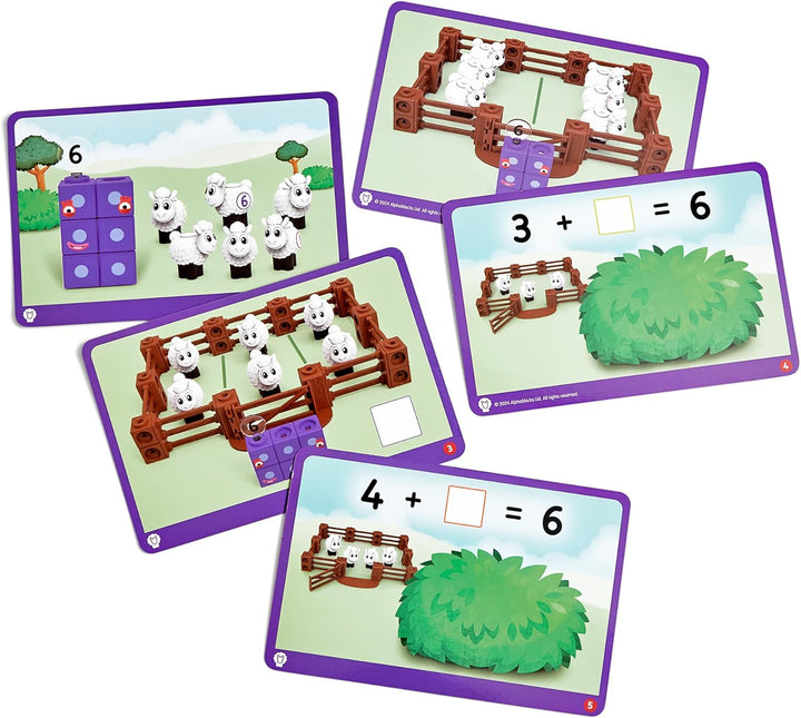Learning Resources MathLink Würfelset Numberblocks Bauernhof mit Schafen, Alter 3 4 5 6, CBeebies Sp