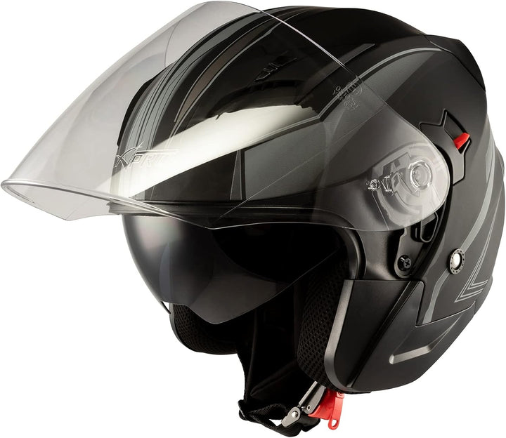 Motorradhelm Doppeltvisier City Jet Zertifikat ECE 22-06 Scooter 61-62 cm (XL) Matt Silber