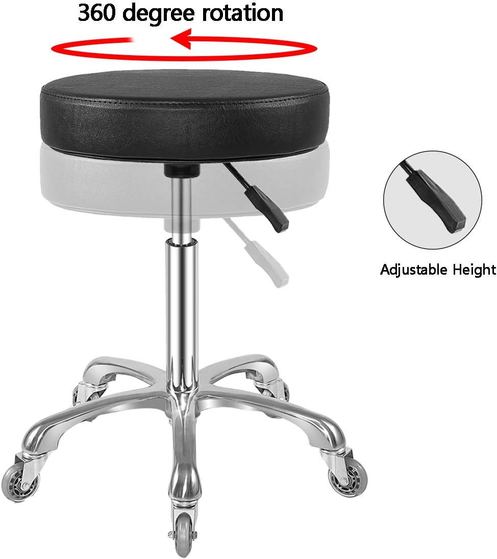 Ainilaily Hocker mit Rollen, Rollhocker höhenverstellbar 10cm Polsterung -Werkstatthocker Sitzhöhe B