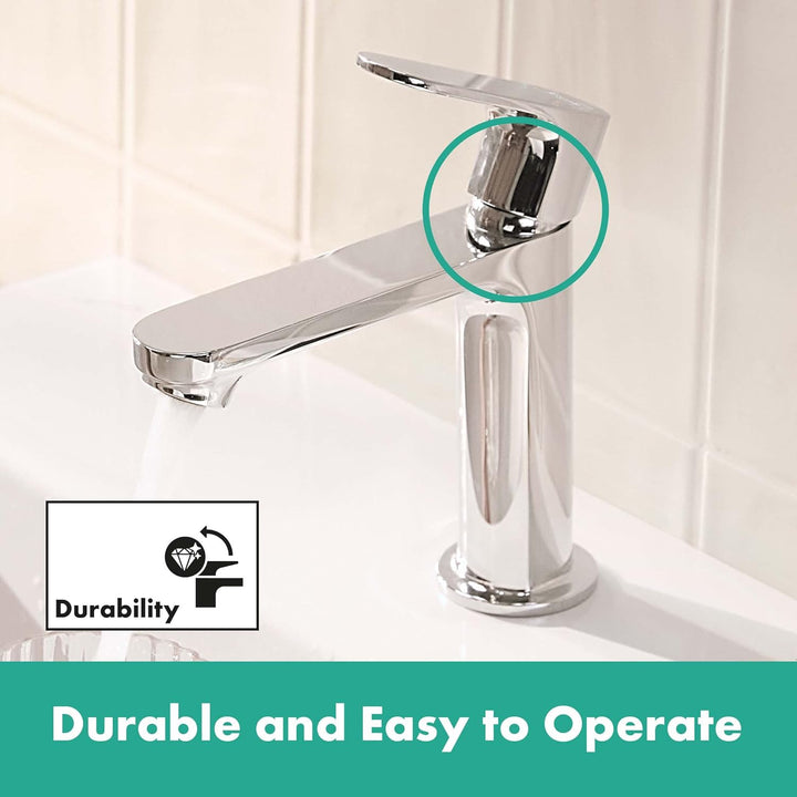 hansgrohe Rebris S - Waschtischarmatur mit Zugstangen-Ablauf, energiesparend (CoolStart), Wasserhahn