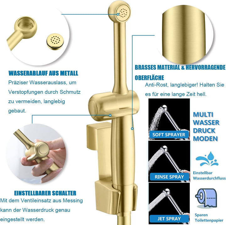 Bidet Handbrause Toilette Uvish Bidet Aufsatz Duschkopf mit Bidet Armaturen WC Hand Bidet Sprayer fü