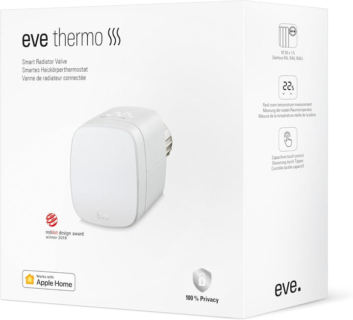 Eve Thermo - Smartes Heizkörperthermostat, Made in Germany, spart Heizkosten, Heizungssteuerung (App