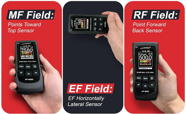 LATNEX AF-5000 5G EMF-Messgerät RF Detektor Tester und Leser mit Kalibrierungszertifikat – Testet un