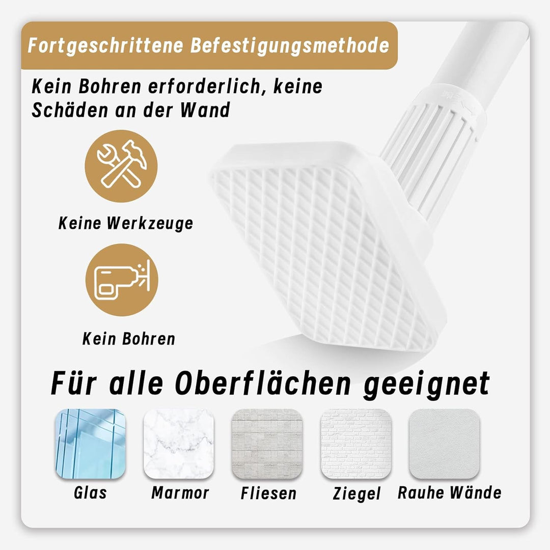Gardinenstange ohne Bohren - Teleskopstange für Vorhänge, Belastbar bis 85kg, 75-120cm Länge, 33mm D