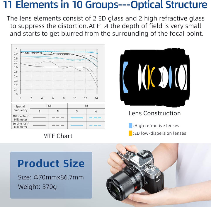 VILTROX 23mm F1.4 Z Grosse Blende APS-C Autofokus Objektiv Unterstützen Sie die Augenkontrolle Prime