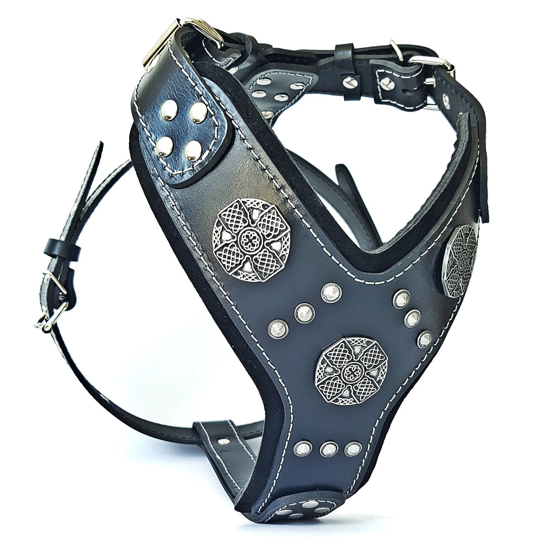 Bestia |Maximus| Leder Brustgeschirr für grosse Hunde. Bis 145 cm Brustumfang. 100% Leder. Handgefer