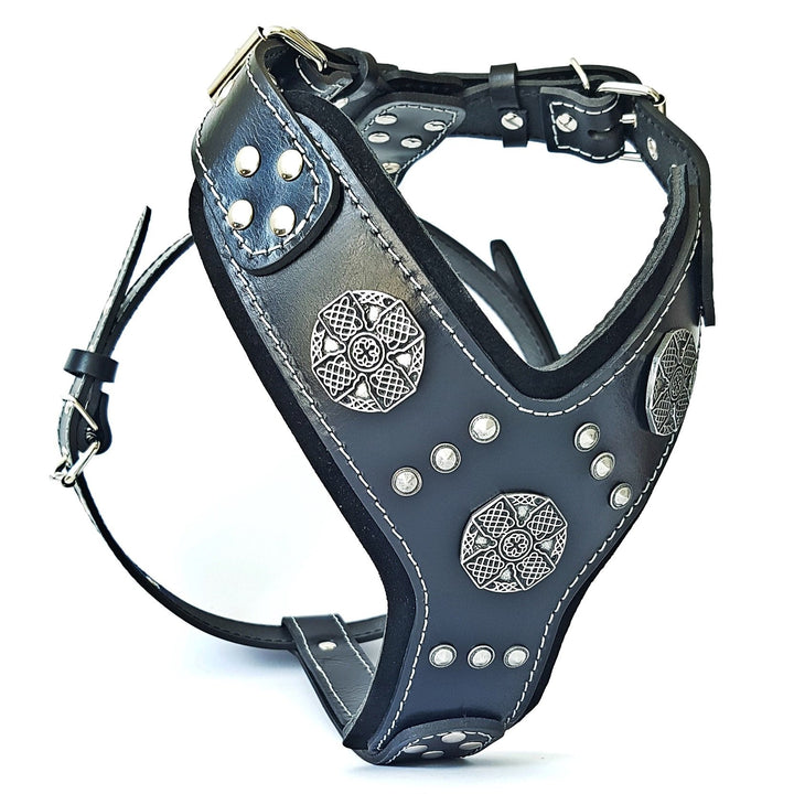 Bestia |Maximus| Leder Brustgeschirr für grosse Hunde. Bis 145 cm Brustumfang. 100% Leder. Handgefer