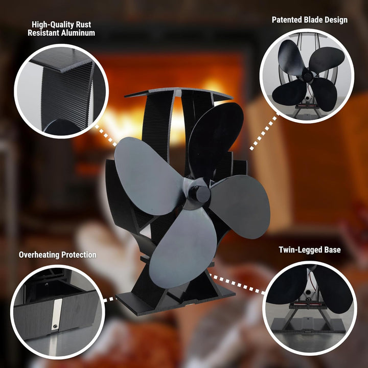 Forest Master - SuperFast Mini Halbeheizter Ofenventilator - Kompakter Wärmezirkulator für Holzbrenn