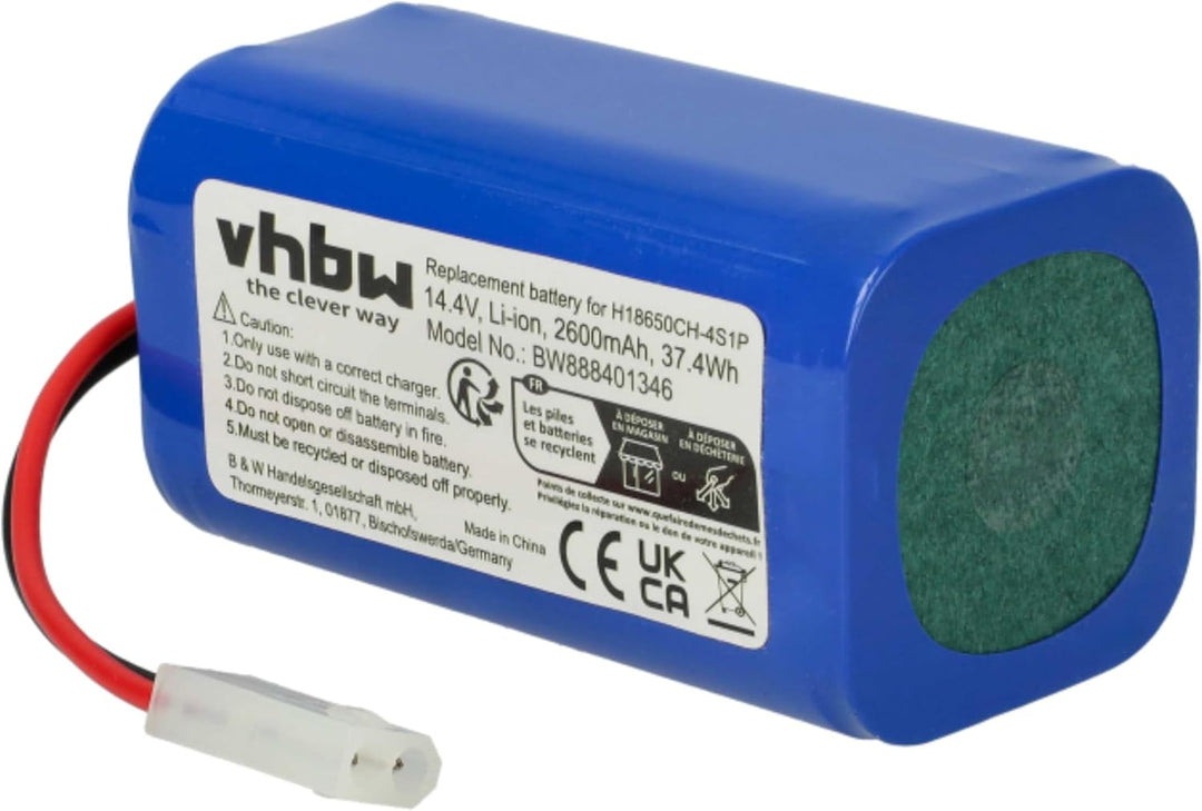 vhbw Akku kompatibel mit Xiaomi Mijia G1, Mi Robot Vacuum Mop Staubsauger (2600mAh, 14,4V, Li-Ion)