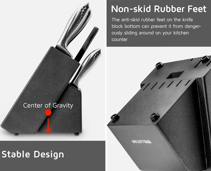 Messerblock ohne Messer, WELLSTAR Naturholz Küchenmesser Block ohne Messer–Hartholz Arbeitsplattenme