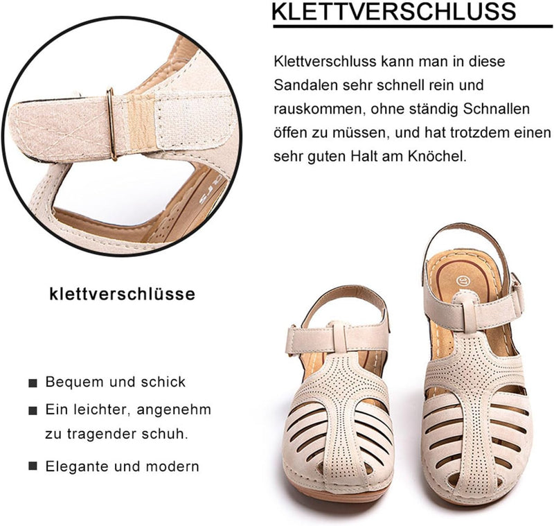 Hitmars Sandalen Damen Keilabsatz Pantoletten Plateau Geschlossene Sommer Keilsandalen Slingback Fus