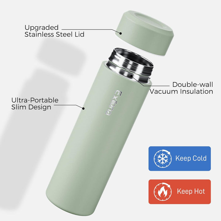 Mini Thermosflasche 350ml mit Edelstahl-Deckel, Trinkflasche Klein Doppelwandige Vakuum–Ultra-Kompak