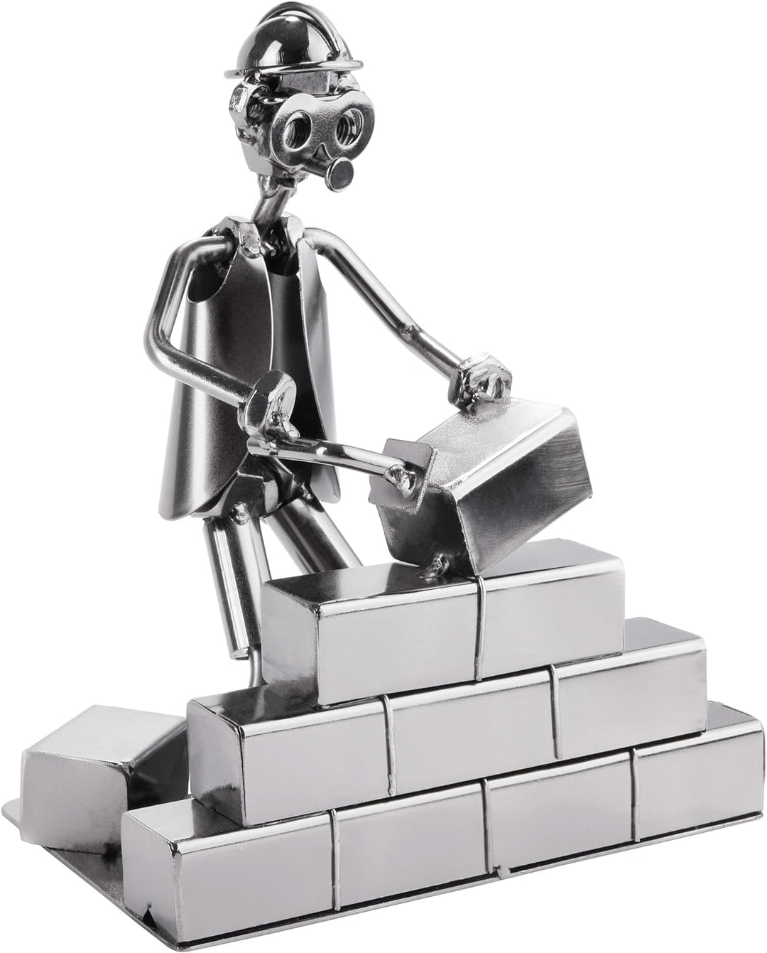 BRUBAKER Schraubenmännchen Maurer - Handarbeit Eisenfigur Metallmännchen - Metallfigur Geschenkidee