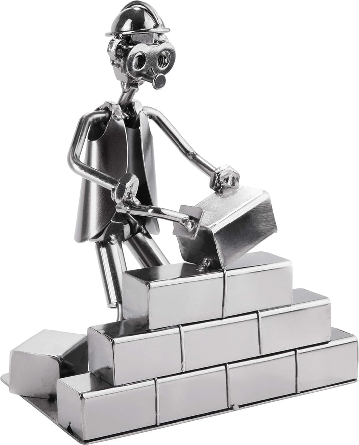BRUBAKER Schraubenmännchen Maurer - Handarbeit Eisenfigur Metallmännchen - Metallfigur Geschenkidee