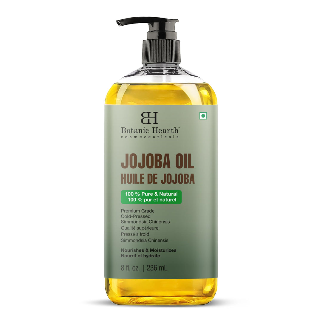Botanic Hearth Jojobaöl -100% rein, kaltgepresst &amp; hexanfrei, für Haut-, Haar- &amp; Nagelpflege -236ml