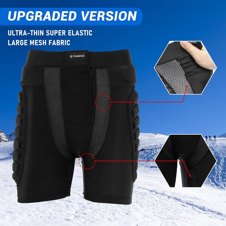TOMSHOO Protektorhose Herren Damen, 3D-Schutz Gepolsterte Kurze Hose für Snowboarding, Skaten und Sk
