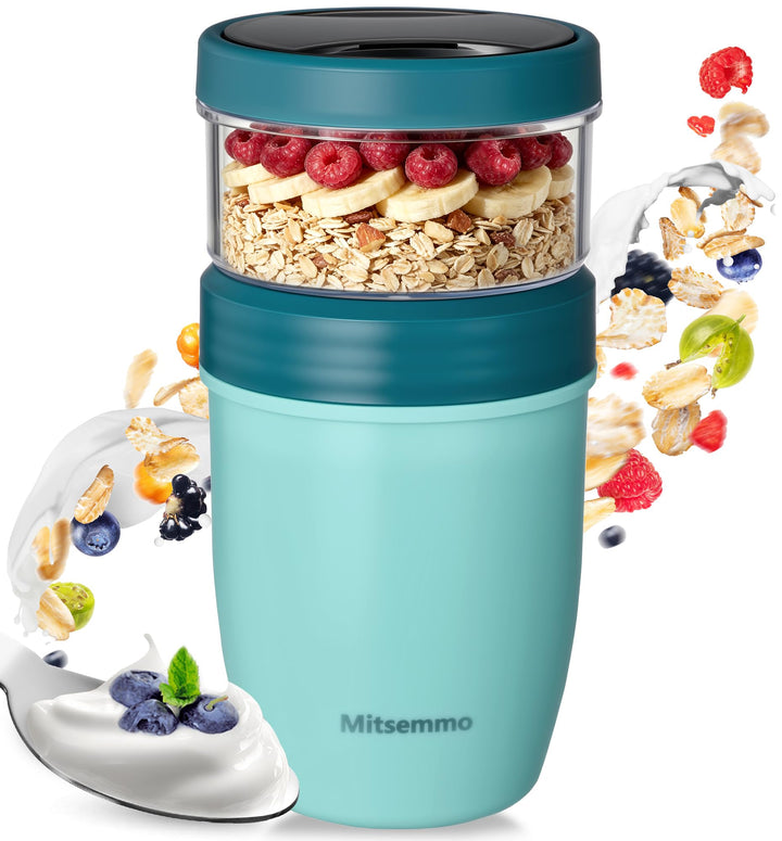 Mitsemmo Edelstahl Müslibecher to Go,Joghurtbecher to Go mit Löffel,Müsli Cup Cornflakes to Go Beche