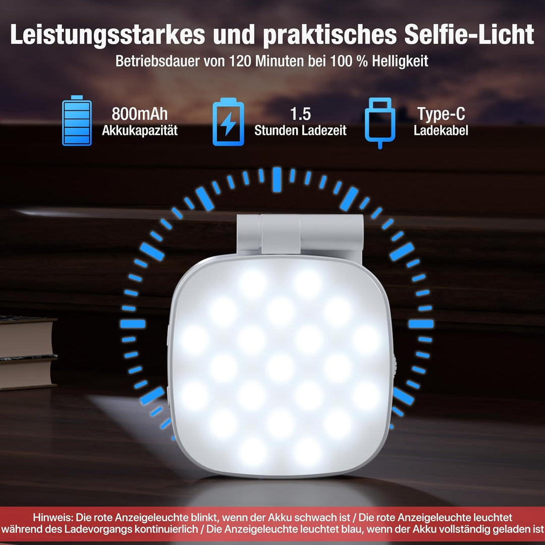 Diyife Selfie Licht, LED Magnetisches Fülllicht, 6 Beleuchtungsmodi, Handylicht 10 Helligkeitsstufen