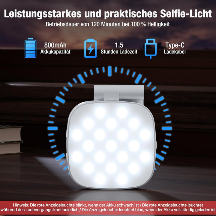 Diyife Selfie Licht, LED Magnetisches Fülllicht, 6 Beleuchtungsmodi, Handylicht 10 Helligkeitsstufen