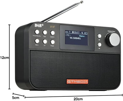 Z3 Dab+ Digitales Radio mit Bluetooth, tragbar digital Radio dab wiederaufladbar kompatibel mit Uhr,