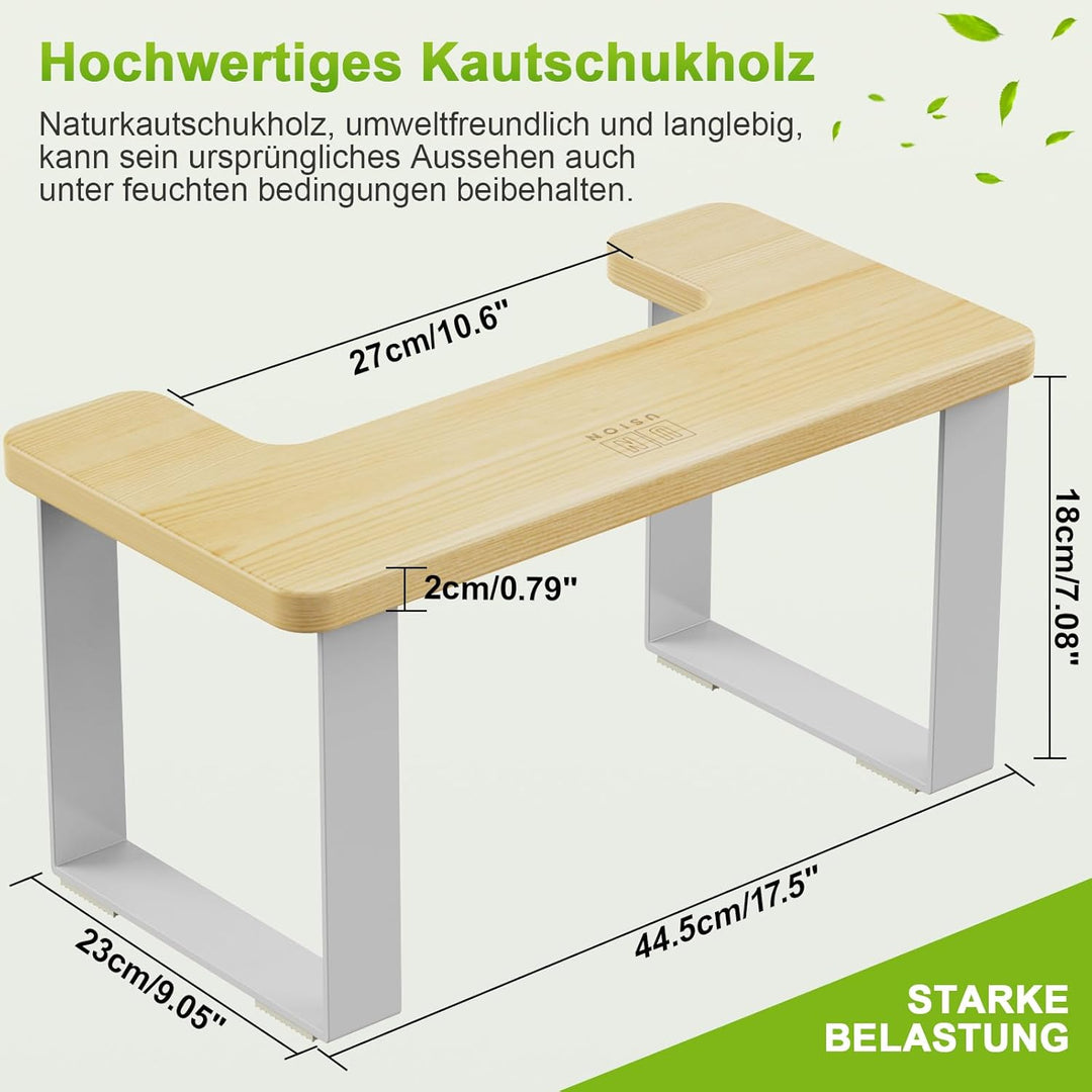 USION Toilettenhocker Erwachsene - 7 Zoll Toilettenhocker Holz, Anti-Rutsch Klohocker Fussbank Squat