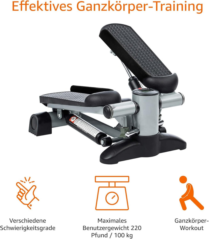 Ultrasport Swing Stepper, Up-Down Stepper, Stepper mit oder ohne Trainingsbänder, Ganzheitliches Sch