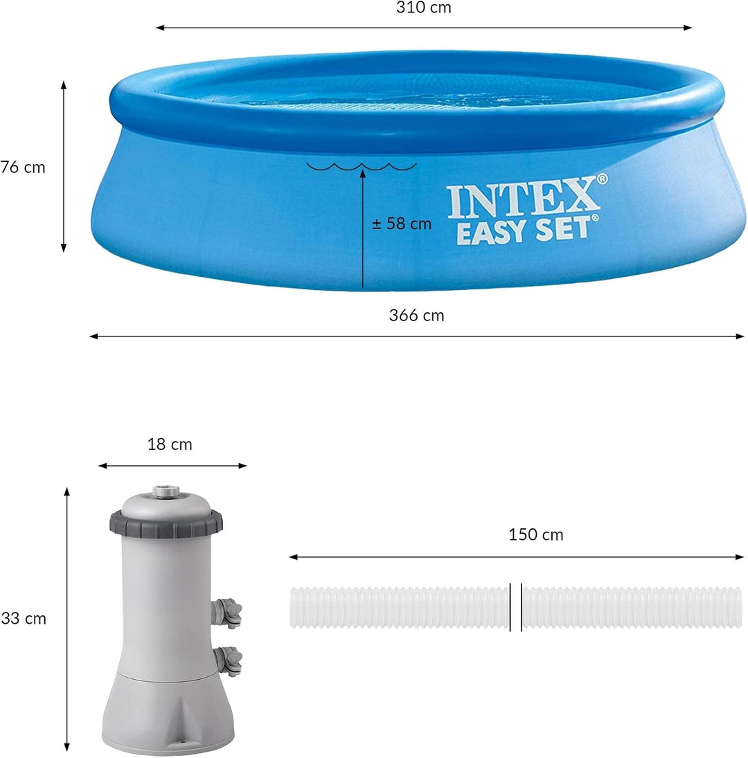 INTEX Swimming Pool Easy Set 28132GN - Pool, Filterpumpe und Filtereinsatz 366x76cm Single, Single