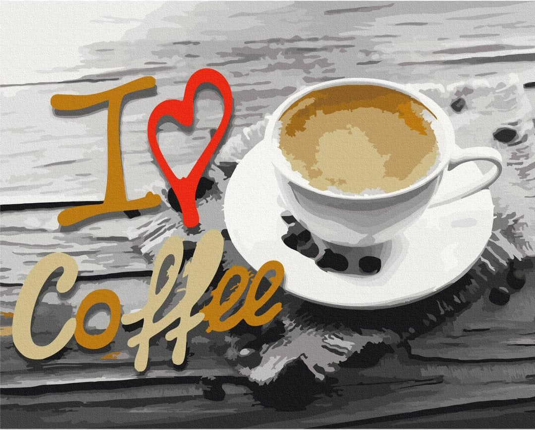 murando - Malen nach Zahlen Coffee Kaffee 60x40 cm Malset mit Holzrahmen auf Leinwand für Erwachsene