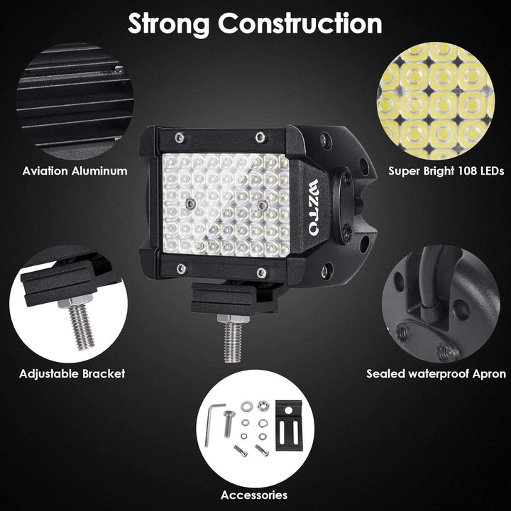 LED Arbeitslicht, 4 Inch 300W 30000LM LED Arbeitsscheinwerfer 108 LEDs Zusatzscheinwerfer,DC 12~24V