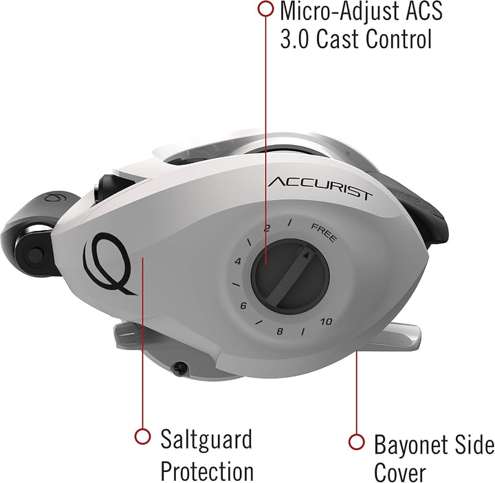 Zebco Quantum Accurist Baitcast Fishing Reel, Size 100 Reel, Oversized Non-Slip Handle Knobs and Con