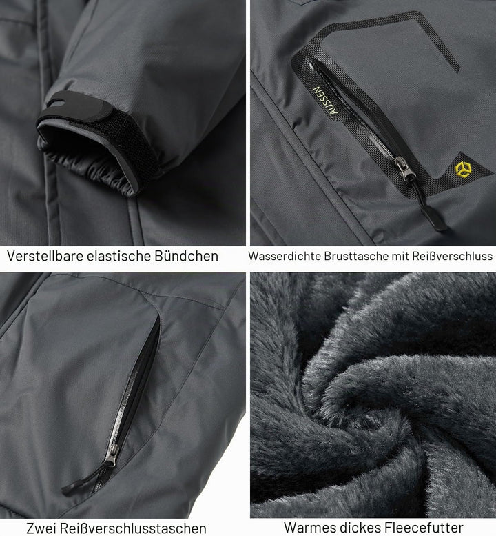 CARWORNIC Herren Winddichte Berg Ski Jacke Winter Warm Schnee Kapuze Windbreaker Wandern Snowboard M