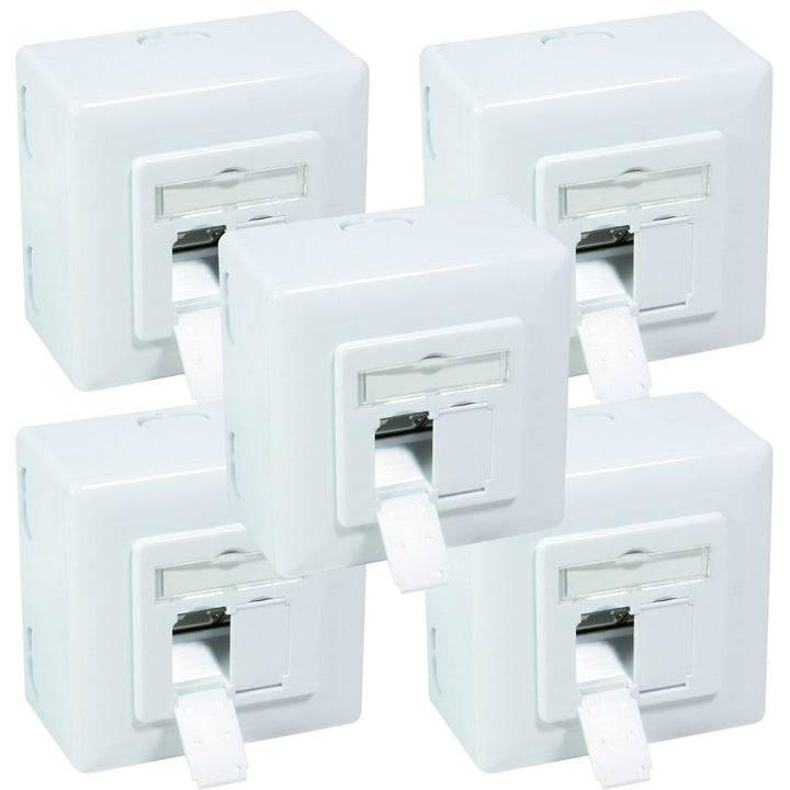 BIGtec 5 Stück Netzwerkdose CAT6 universal LAN Dose Kombidose Aufputz oder Unterputz Gigabit Netzwer