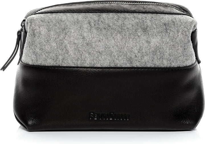 FEYNSINN Berlin Kulturtasche Herren Oslo aus Filz & Leder I Waschtasche gross für Herren und Damen I