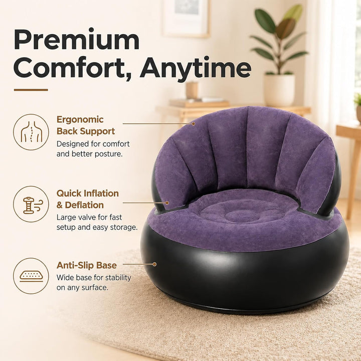 Aufblasbares Sofa Beflockt - Luftsofa Sitzsack Couch Für Indoor Outdoor - Camping Sofa Aufblasbar Mi