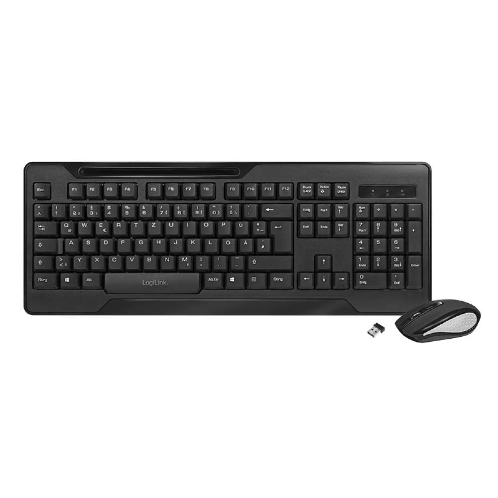 LogiLink ID0194 - Tastatur & Maus Set kabellos (2,4GHz Funk) mit 1000dpi & 104 Tasten, kompakte und