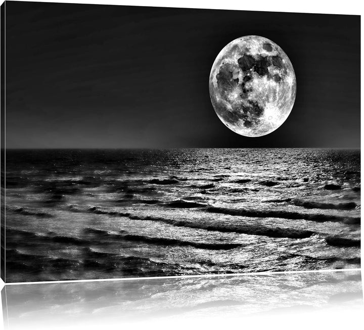 Pixxprint Meer in Dunkelheit / 100x70cm Leinwandbild bespannt auf Holzrahmen/Wandbild Kunstdruck Dek