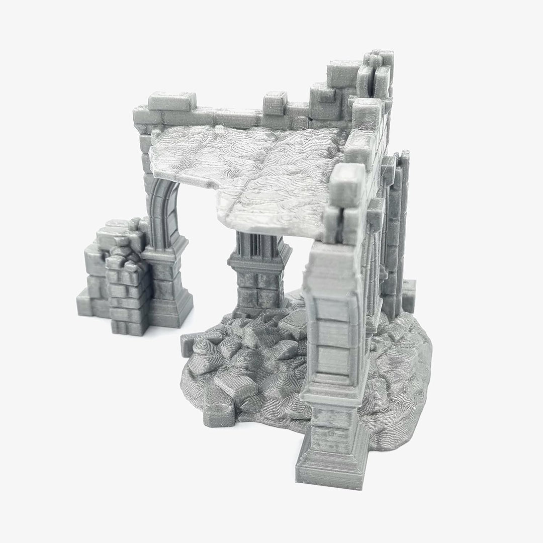 QP3D - Battle Ruined Building Wall, Terrain Scenery for Tabletop & RPG 28-32mm Miniatures Wargame Pr