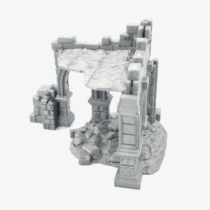 QP3D - Battle Ruined Building Wall, Terrain Scenery for Tabletop & RPG 28-32mm Miniatures Wargame Pr