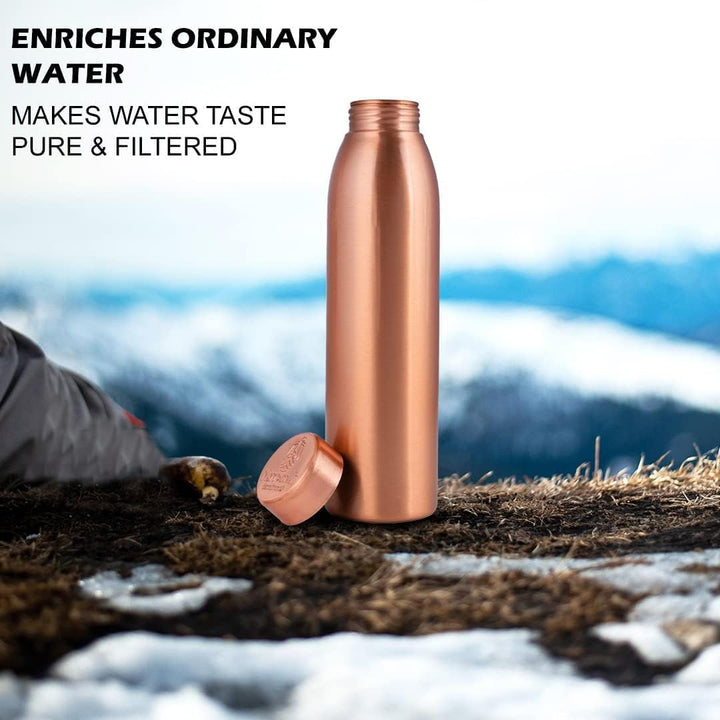 NORMAN JR Kupfer-Wasserflasche 1L– Geschenkbox mit 3 Stück, Schlicht 1, Gehämmert 2, ein ayurvedisch