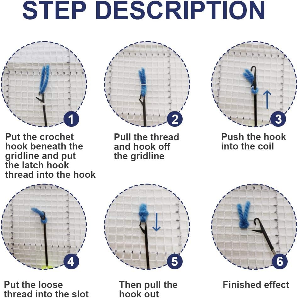 ROCKY&CHAO Knüpfteppich Zum Selber knüpfen, Knüpfsets Latch Hook Kit Selbst Knüpfen Set für Kinder u