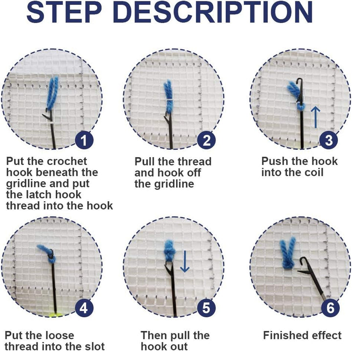 ROCKY&CHAO Knüpfteppich Zum Selber knüpfen, Knüpfsets Latch Hook Kit Selbst Knüpfen Set für Kinder u