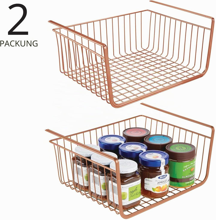 mDesign 2er-Set Hängekorb aus rostbeständigem Metall – grosser Aufbewahrungskorb für Küche und Vorra