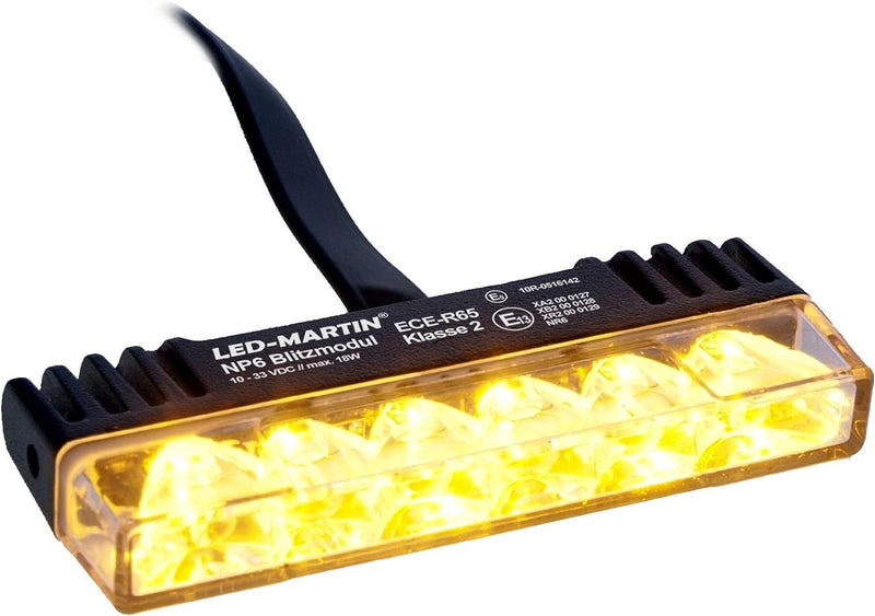 LED-MARTIN NP6 Frontblitzer - gelb - ECE-R65 Klasse 2 - Tag-/ Nachtschaltung