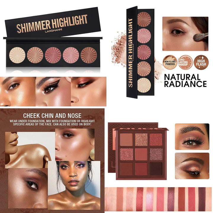 Make-up-Geschenkset Kosmetik-Palette Starter Kit Schminke Set, Make-up Sets mit Schminktasche Schmin