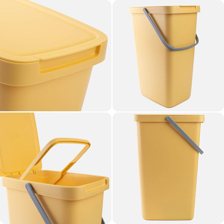 KADAX Abfallbehälter 20L, 3er Set, Abfalleimer aus Plastik mit Deckel und Griff, Mülleimer für Müllt