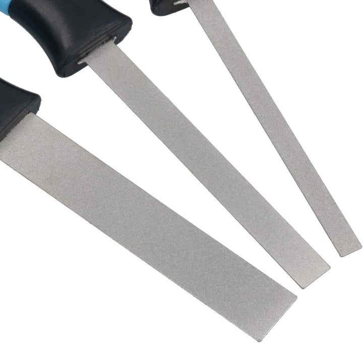 Flexible, diamantbeschichtete dünne Feilen, weiche Griffe, 3 Stück, 6–15 mm breit
