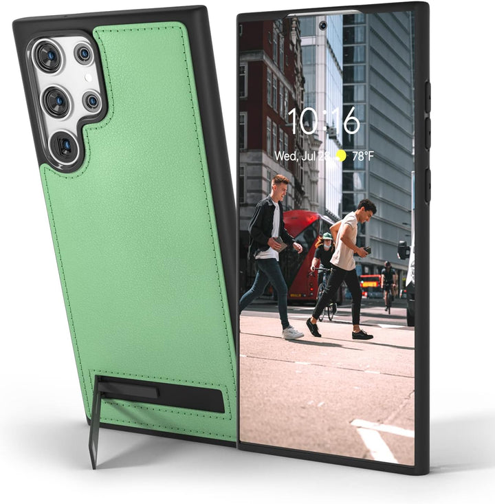 Snakehive Metro Lederhülle für Samsung Galaxy S22 Ultra || Echtleder Handyhülle mit Standfunktion ||