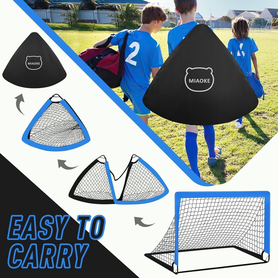 1 oder 2 Fussballtor Kinder mit Tragetasche 10 Fussballkegel, 1.2 x 0.9 m 1PCS Blau, 1PCS Blau