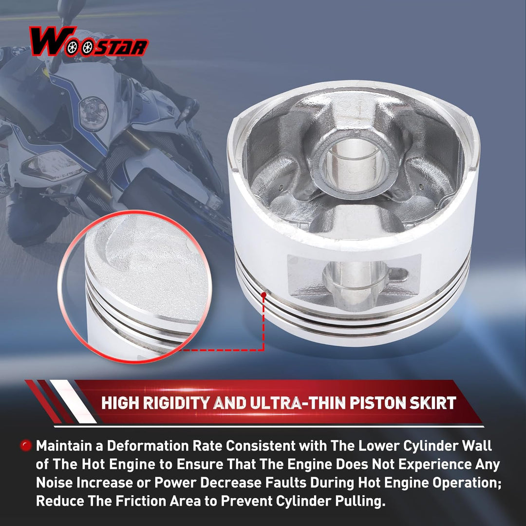 WOOSTAR 57.4mm Kolbenring Ersatz für GY6 150ccm 157QMJ Motor Sunl Chinesisch ATV Quad Go Kart Moped