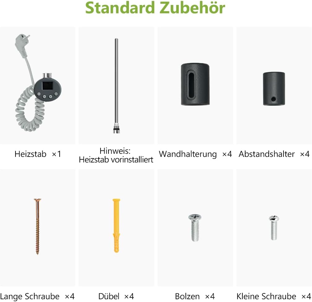 S'AFIELINA Elektrischer Badheizkörper mit Thermostat 1041x600mm Handtuchheizkörper Elektrisch Handtu